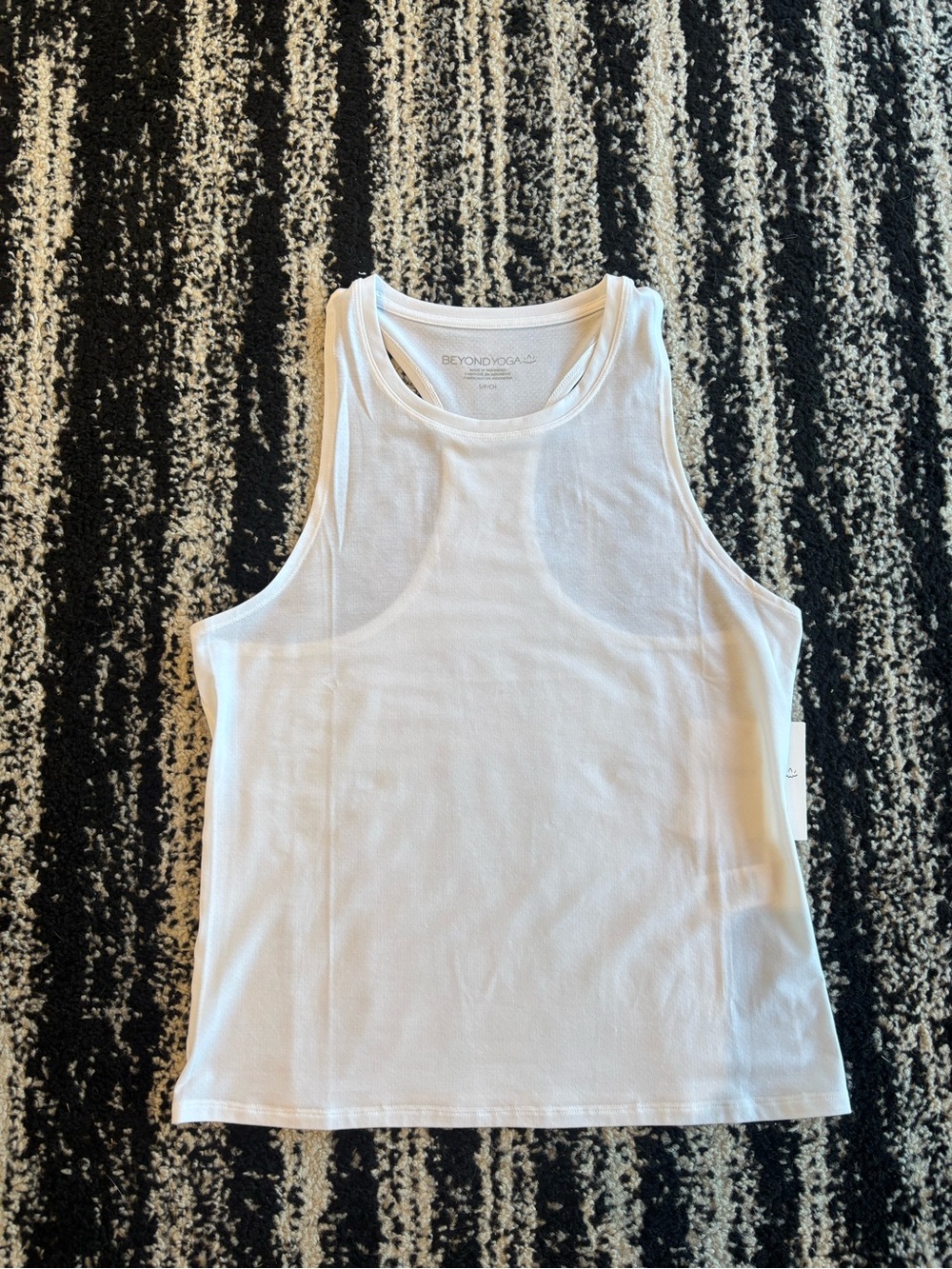 Beyond Yoga White Ribbed High-Neck Tank Top